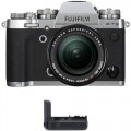 FUJIFILM X-T3 Mirrorless Digital Camera with 18-55mm Lens and Battery Grip Kit (Silver)