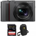 Panasonic Lumix DC-ZS200 Digital Camera with Accessory Kit (Silver)
