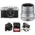 FUJIFILM X-T30 Mirrorless Digital Camera with 15-45mm and 50mm f/2 Lenses and Accessories Kit (Silver/Silver)